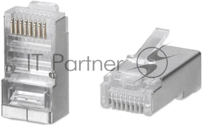 Коннектор Cabeus 8P8C-SH, RJ45, кат. 5е, экр., для одножильного и многожильного кабеля, серебристый