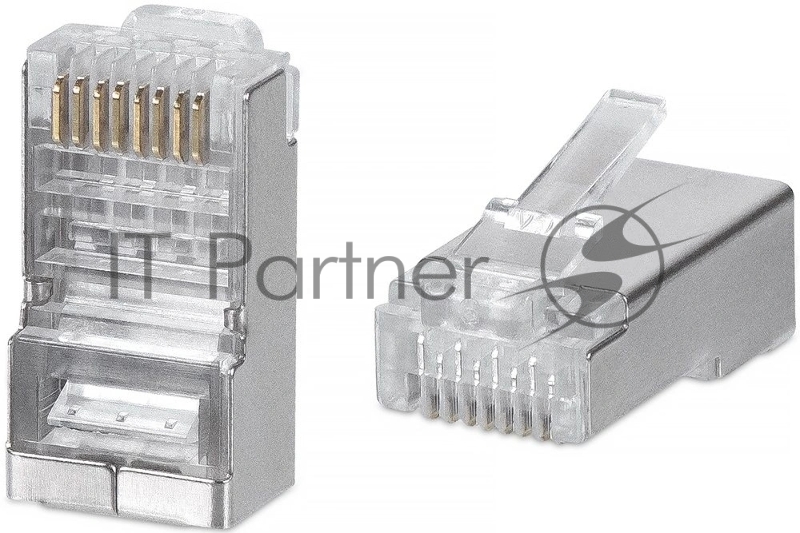 Коннектор Cabeus 8P8C-SH-C6, RJ45, кат. 6, экр., для одножильного и многожильного кабеля, серебристый