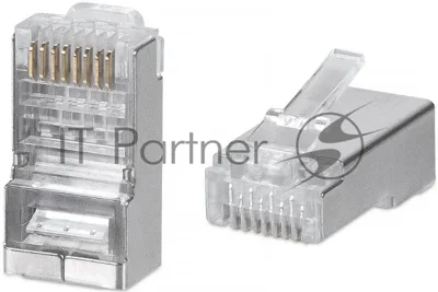 Коннектор Cabeus 8P8C-SH-C6, RJ45, кат. 6, экр., для одножильного и многожильного кабеля, серебристый