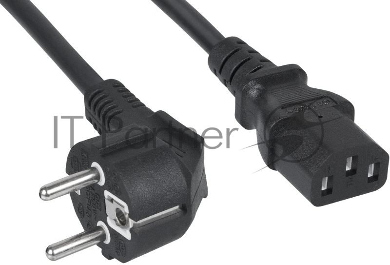 Шнур для блока питания Cabeus, IEC 320 C13, вилка Schuko, 3 м, 10А, черный