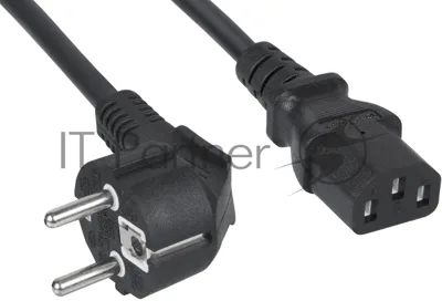 Шнур для блока питания Cabeus, IEC 320 C13, вилка Schuko, 3 м, 10А, черный