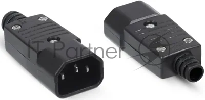 Вилка Cabeus CAB.IEC-320-C14, вилка C14, 10А, для кабеля, черный
