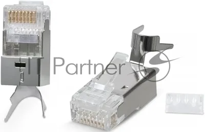 Коннектор Cabeus 8P8C-SH-C7(1.5)-TWP, RJ45(8p8c), кат. 6а/7/7а, экранированный, со вставкой, прозрачный
