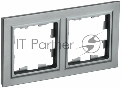 Рамка 2-местная IEK BRITE РУ-2-БрС сталь