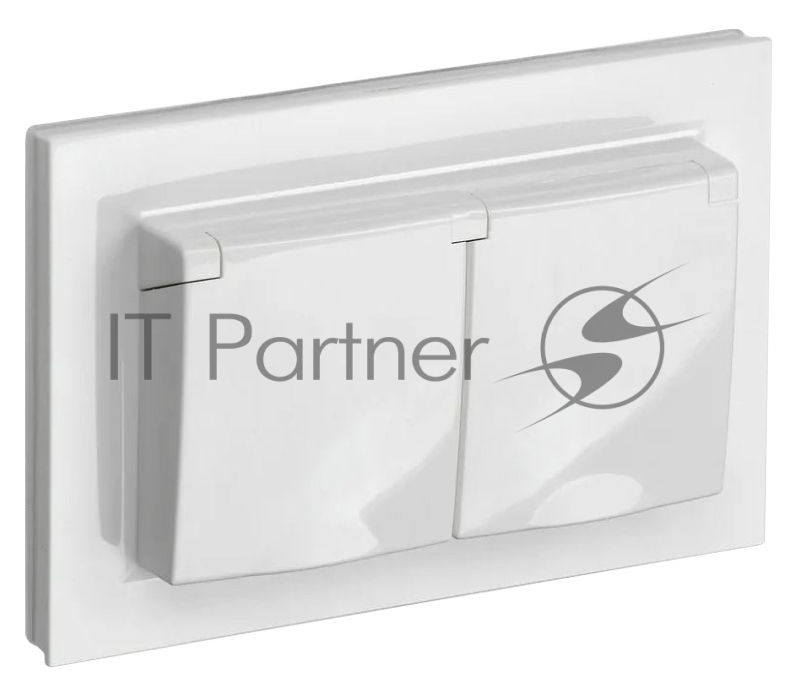 Розетка 2-я с кр. IEK BRITE 16А в сб IP44 РСбш12-3-44-БрБ белый