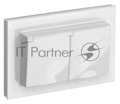 Розетка 2-я с кр. IEK BRITE 16А в сб IP44 РСбш12-3-44-БрБ белый
