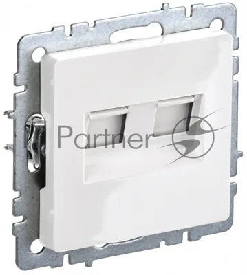Розетка компьютерная двойная IEK BRITE РК10-2-БрБ RJ45 кат.5E белый