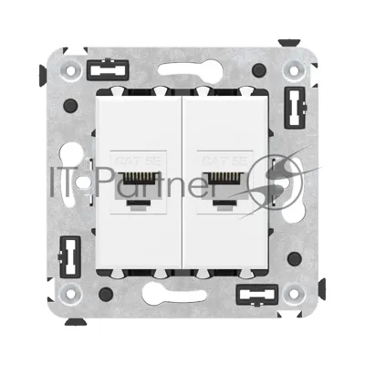 Розетка компьютерная DKC Avanti 4400664 RJ-45 без шторки в стену, кат.5е двойная, "Белое облако"