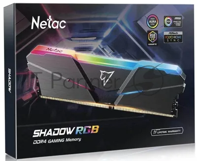 Оперативная память NETAC Shadow, DDR4, 16GB (1x16GB), 3200MHz, CL16, DIMM, с радиатором, RGB, серый