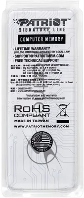 Оперативная память Patriot, DDR5, 8GB (1x8 GB), 4800 MHz, CL40, SO-DIMM