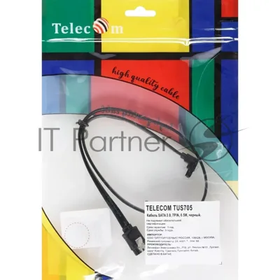 Кабель SATA M --SATA M 3.0V 7 pin угловой разъем Telecom 0.5m TUS705-0.5M