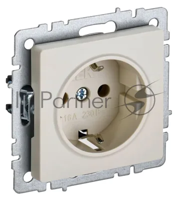 Розетка BRITE РС11-1-0-БрКр 16А с заземл. без защ. шторки беж. IEK BR-R11-16-K10