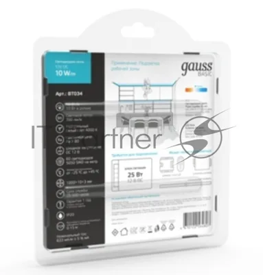 Лента светодиодная Basic Gauss 12V 10W/m 700lm/m 4000K IP20 LED 2m 1/100