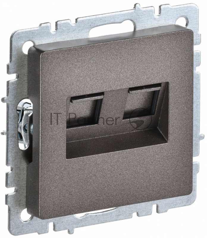 Розетка компьютерная двойная RJ11+RJ45 IEK BRITE РК/Т12-БрТБ кат.5E темная бронза
