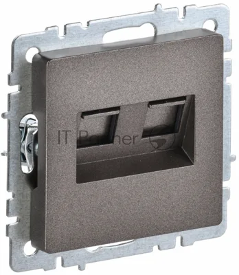 Розетка компьютерная двойная RJ11+RJ45 IEK BRITE РК/Т12-БрТБ кат.5E темная бронза