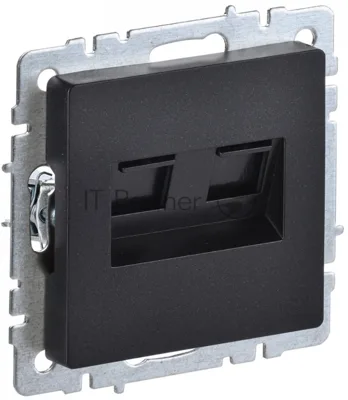 Розетка компьютерная двойная RJ11+RJ45 IEK BRITE РК/Т12-БрЧ кат.5E черный