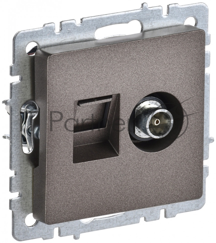 Розетка телевизионная двойная TV+RJ45 IEK BRITE РТВ/РК12-БрТБ кат.5E темная бронза