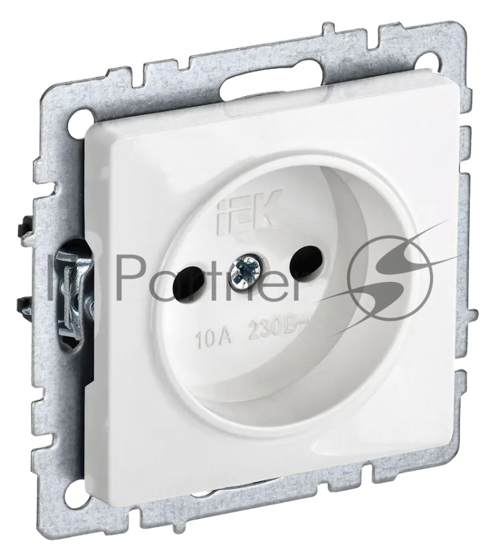 Розетка BRITE РС10-1-0-БрБ 10А без заземл. без защ. шторок белый IEK BR-R10-10-K01