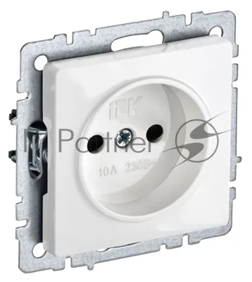 Розетка BRITE РС10-1-0-БрБ 10А без заземл. без защ. шторок белый IEK BR-R10-10-K01