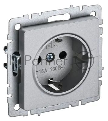 Розетка BRITE РС11-1-0-БрА 16А с заземл. без защ. шторки алюм. IEK BR-R11-16-K47