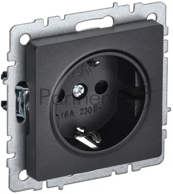 Розетка 1-местная IEK BRITE РС14-1-0-БрЧ (BR-R14-16-K02) с заземлением, с защитными шторками, 16А, черный