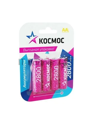 Аккумулятор Космос AA/R6 NI-MN 2800 мАч BP-4 (блист.4шт) (цена за 1шт)
