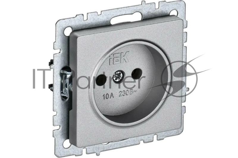 Розетка 1-местная IEK BRITE РС10-1-0-БрА (BR-R10-10-K47) без заземления, без защитных шторок, 10А, алюминий