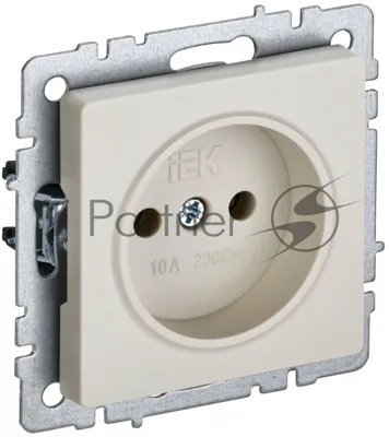 Розетка 1-местная IEK BRITE РС10-1-0-БрКр (BR-R10-10-K10) 10А, без заземления, без защитных шторок, бежевый