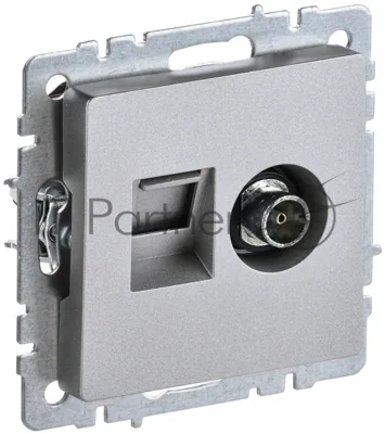Розетка телевизионная двойная TV+RJ45 IEK Brite РТВ/РК12-БрА (BR-AK20-1-K47) кат.5E алюминий