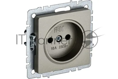 Розетка 1-местная IEK BRITE РС10-1-0-БрШ (BR-R10-10-K37) 10А, без заземления, без защитных шторок, шампань