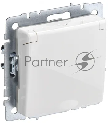 Розетка 1-местная IEK BRITE РСбш10-3-БрБ (BR-R16-16-K01) с заземлением, с защитными шторками и крышкой, 16А, IP20, белый