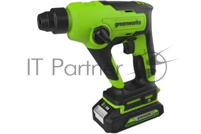 Перфоратор GreenWorks GD24SDS1K2, 24 В, 1,2 Дж, от аккумулятора