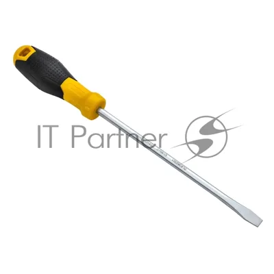 Отвертка шлицевая Deli DL6382001 8х200мм CR-V, Двухкомпонентная ручка. Хромированная