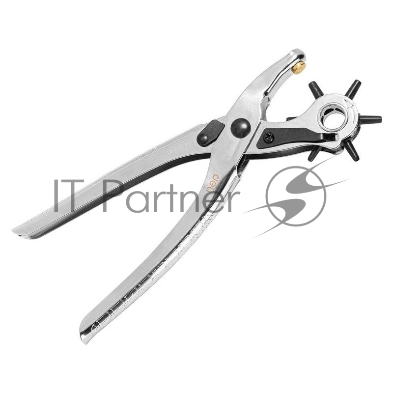 Револьверный дырокол для кожи 6-в-1 Deli DL1919С 9"; Размер: 9 дюймов. 2, 2,5, 3, 3,5, 4, 4,5 мм. Формованный пуансон: Cr-V Хромированный.