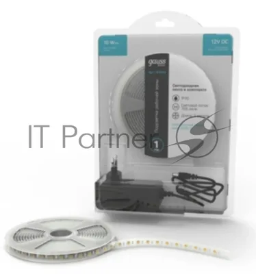 Лента светодиодная Basic Gauss 12V 10W/m 700lm/m 4000K IP20 LED 5m 1/100