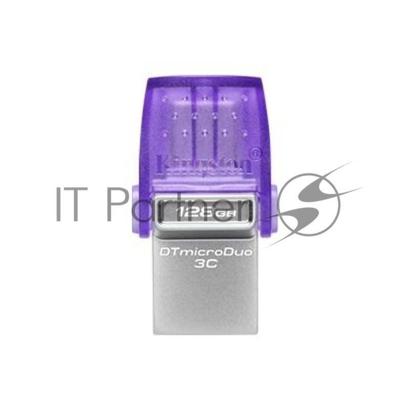 Флешка USB Kingston DataTraveler microDuo 3C (DTDUO3CG3/128Gb), 128Gb, USB 3.2 Gen 1/Type-C, R/W 200/15, фиолетовый