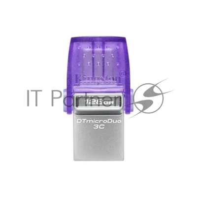 Флешка USB Kingston DataTraveler microDuo 3C (DTDUO3CG3/128Gb), 128Gb, USB 3.2 Gen 1/Type-C, R/W 200/15, фиолетовый