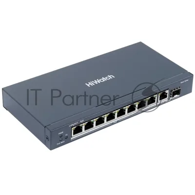 Коммутатор HiWatch DS-S1008GP, 8×1 Гбит/с PoE + 1×1 Гбит/с + 1×1 Гбит/с SFP, неуправляемый