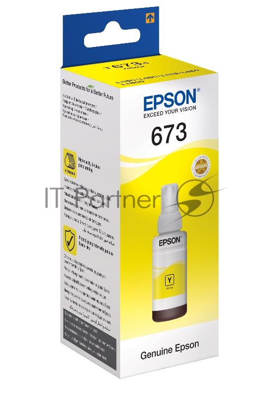 Чернила Epson 673 C13T673498 (аналог C13T67344A) желтый 70мл для Epson L800/L810/L850/L1800