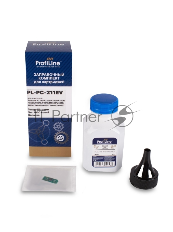 Заправочный комплект PL-PC-211EV для принтеров Pantum P2200/P2207/P2507/P2500W/P2200/P2207/P2507/P2500W (тонер 65гр + чип) ProfiLine