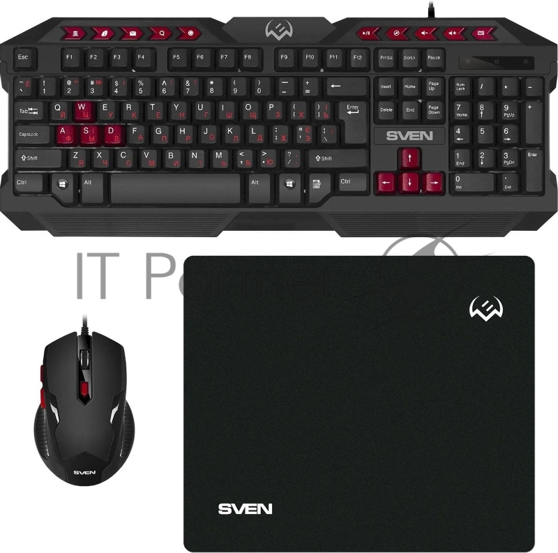 Комплект клавиатура + мышь SVEN GS-9200 игровые клавиатура, мышь и коврик