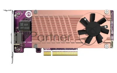 Сетевая карта QNAP QM2-2P10G1Tb Marvell AQC113C PCIe Gen3 x8, Dual M.2 2280 PCIe Gen3 x4 NVMe, LAN 1x10GbASE-T 10GbE, Low-profile bracket pre-loaded, Low-profile flat and Full-height are bundled