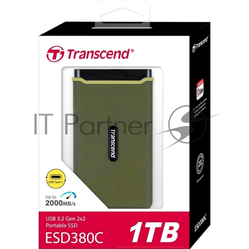 Внешний SSD Transcend Portable SSD ESD380C, 1000GB, Type-C, USB 3.2 Gen2, R/W 2000/2000MB/s, 97x54x13мм, два кабеля в комплекте (3 года)