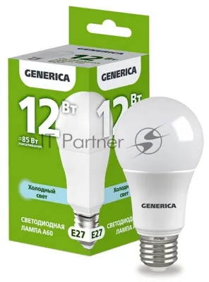 Лампа светодиодная GENERICA LL-A60-12-230-65-E27-G A60 12Вт грушевидная 6500К E27 230В