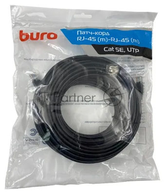 Патч-корд Buro UTP 4 пары cat.5e CCA molded 25м черный RJ-45 (m)-RJ-45 (m)