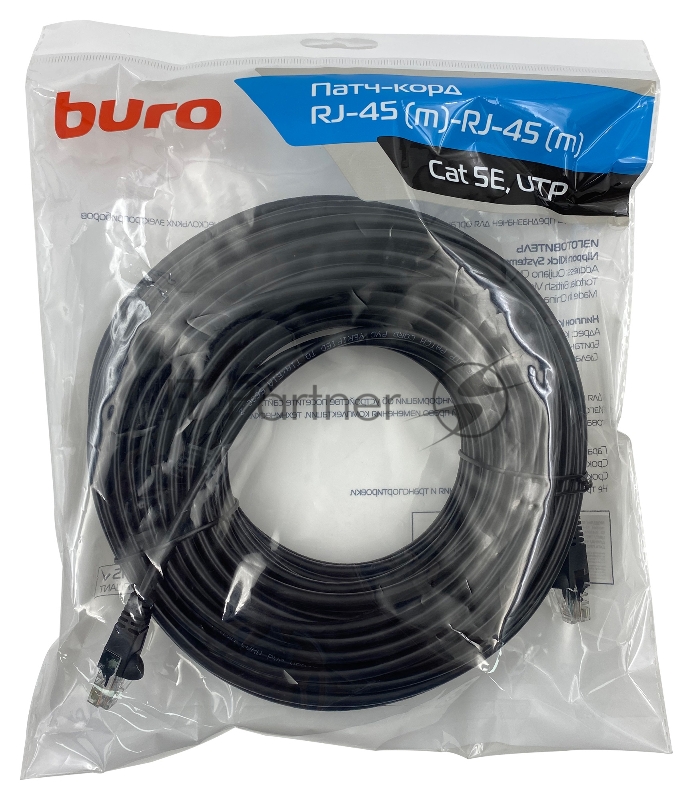 Патч-корд Buro UTP 4 пары cat.5e CCA molded 30м черный RJ-45 (m)-RJ-45 (m)