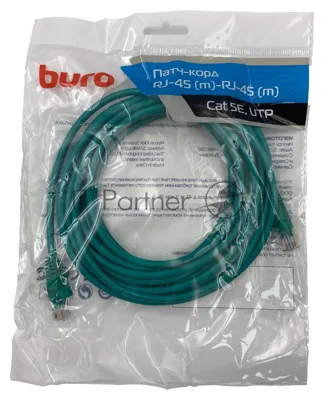Патч-корд Buro UTP 4 пары cat.5e CCA molded 5м зеленый RJ-45 (m)-RJ-45 (m)