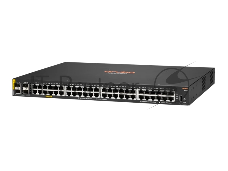 Коммутатор HPE Aruba 6000 48G Class4 PoE 4SFP 370W, 48×1 Гбит/с PoE+ + 4×1 Гбит/с SFP, управляемый