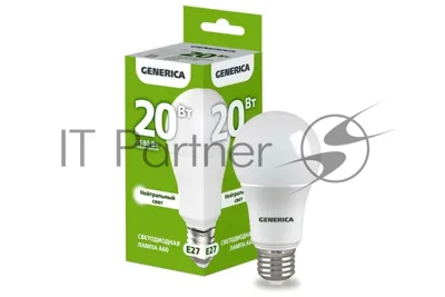 Лампа светодиодная GENERICA LL-A60-20-230-40-E27-G A60 20 Вт грушевидная 4000К E27 230В