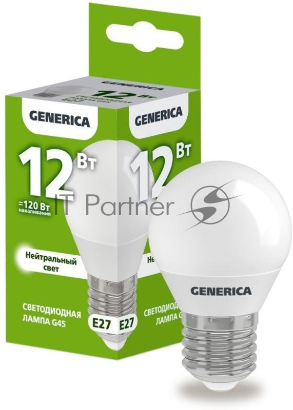 Лампа cветодиодная LED G45 IEK LL-G45-12-230-40-E27-G шар 12Вт 230В 4000К E27 GENERICA